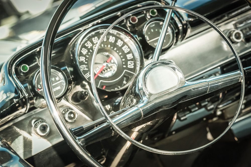 Retro dashboard of classic car