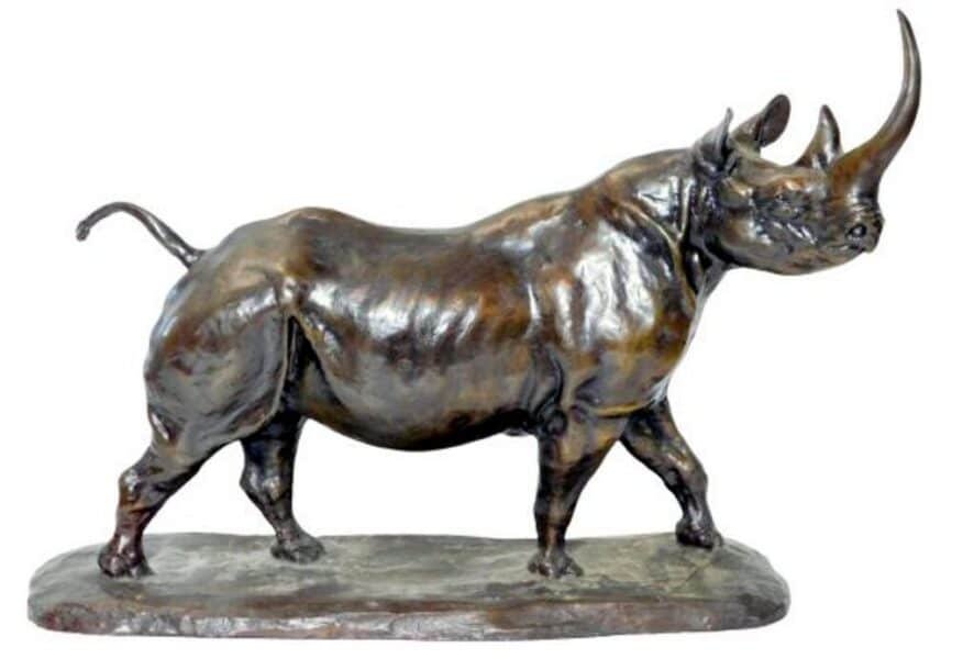Rhino statue selling at auction